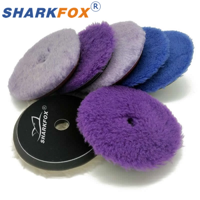 Sharkfox Car Polishing Pad Wool Buffing Pads Waxing Polishing Disc Cleaning Scratch Removal Tool 5(125mm) Inch Self-Adhesive
