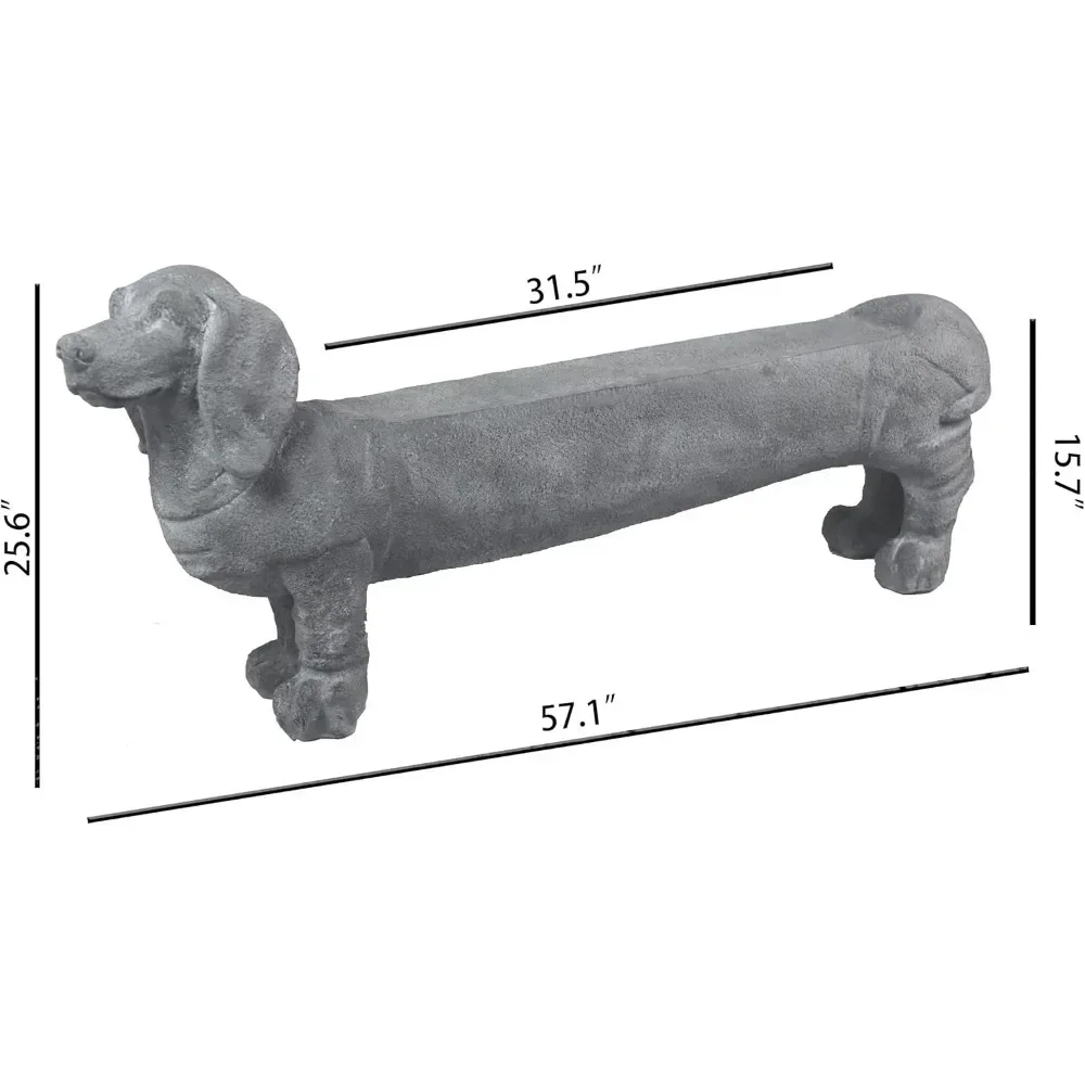 55.5’’L Dog Statue Sculpture Dog-Shaped Bench Stool for Outdoor Garden Dachshund Dog Statue Sculpture Decoration Accessory