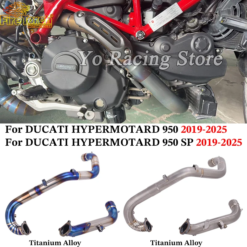Slip On For DUCATI HYPERMOTARD 950 SP 2019 - 2026 Years Motorcycle Exhaust System Escape Titanium Alloy Front Middle Link Pipe