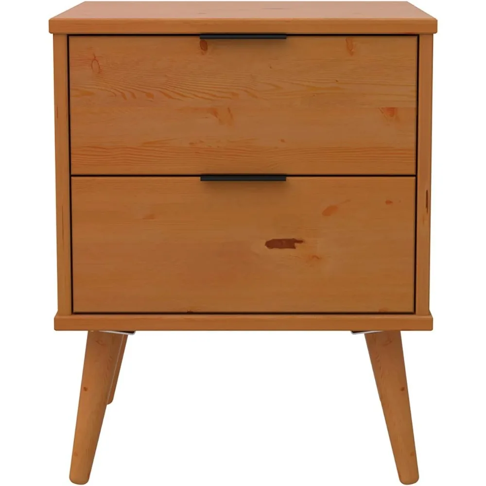 

Alice Nightstand 2 Drawer Solid Wood Natural - Charming Mid-Century Modern Caramel Natural Side Table