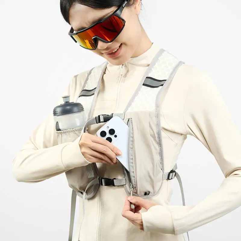 

For Biking Running Storage Vest Lightweight Running Vest Reflective Hydration Water Chest Pack With Phone Storage Pocket