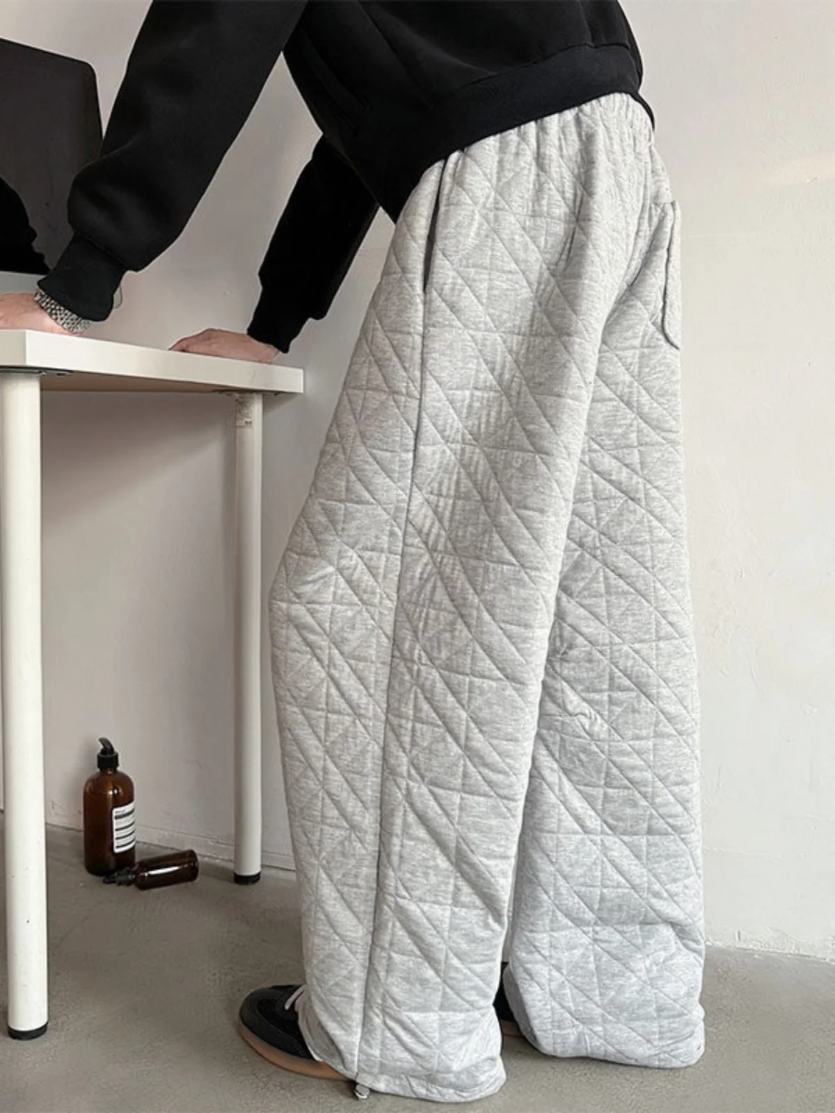 

Мужские зимние стеганые хлопковые брюки в стиле BF: свободные, широкие, в американском стиле, для непринужденного образа