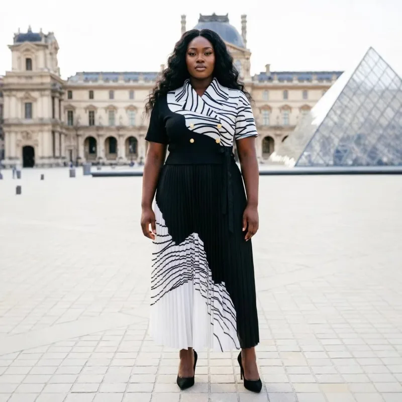 

Плиссированное платье Miyake, коллекция Весна/Лето 2026, плиссированное платье больших размеров, свободного кроя, элегантное, с коротким рукавом, макси, с плиссировкой.