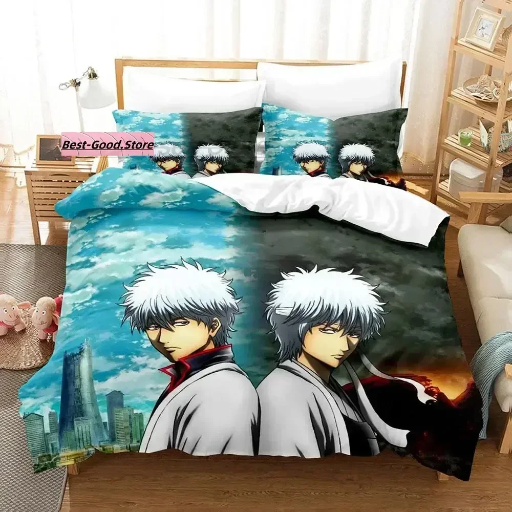 Kawaii Gintama Bedding Set Duvet Cover Sheet Printed Bed Set Pillowcase Bed Full Queen King Size Comforter Bedroom