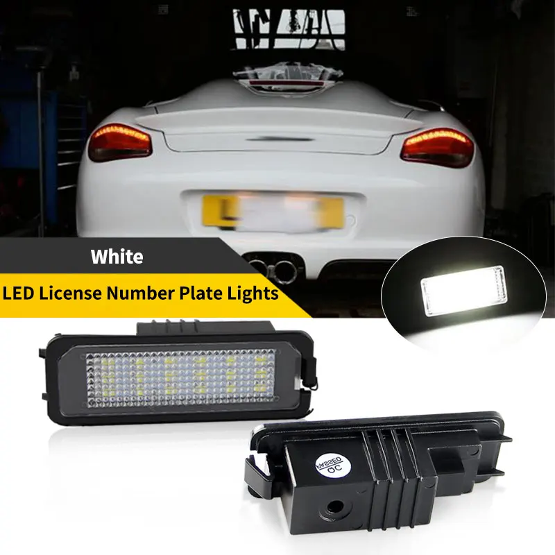 

2PCS For Carrera GT 980 Cabriolet 911 Carrera Turbo GT2 Targa 991 LED License Number Plate Light 6000K White Canbus No Error
