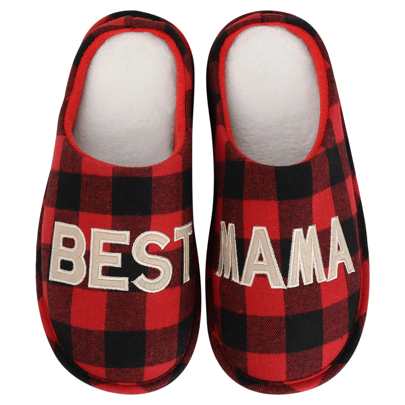 Kidmi New Winter Women Cotton Slippers Christmas Short Plush Men Slippers Indoor Fuzzy Comfort Slippers With Memeory Foam Shoes