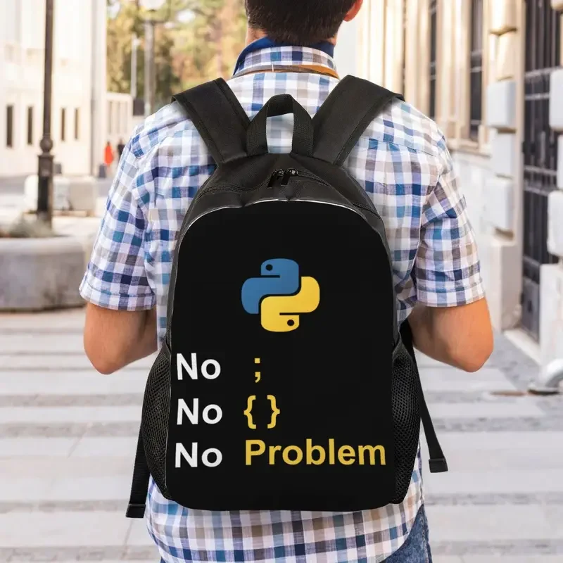 Funny Python Programmer Developer Backpack Women Men Basic Bookbag for College School Programming Language Coder Bags