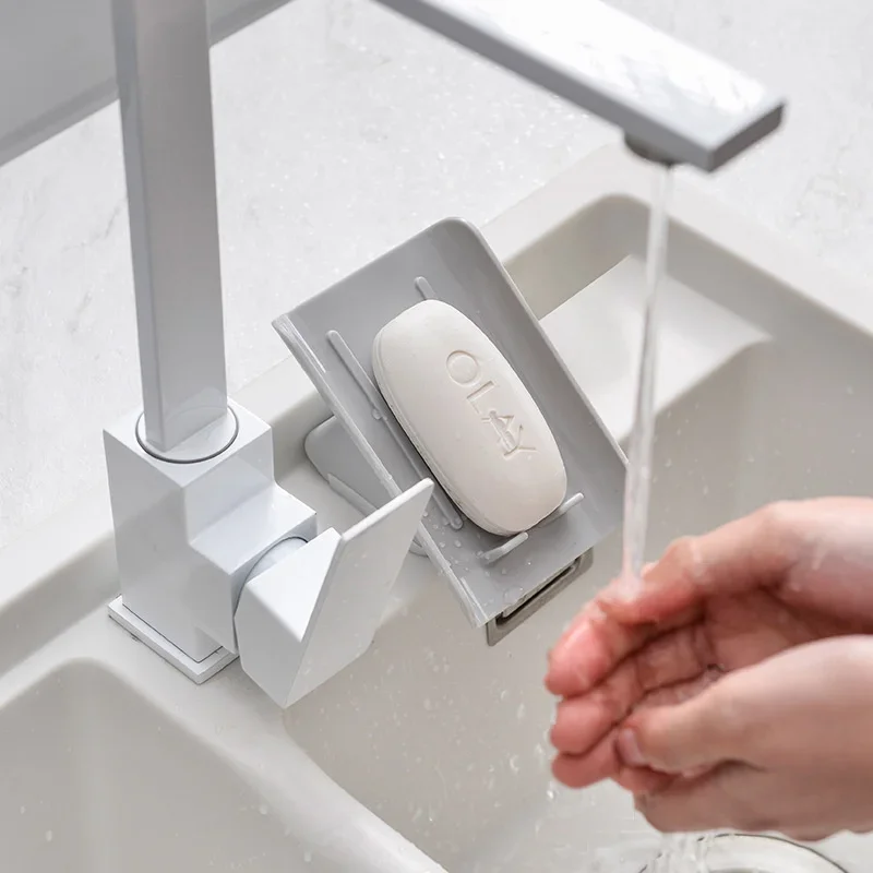 Minimalist and creative soap box in bathroom, no hole wall mounted, inclined soap storage rack