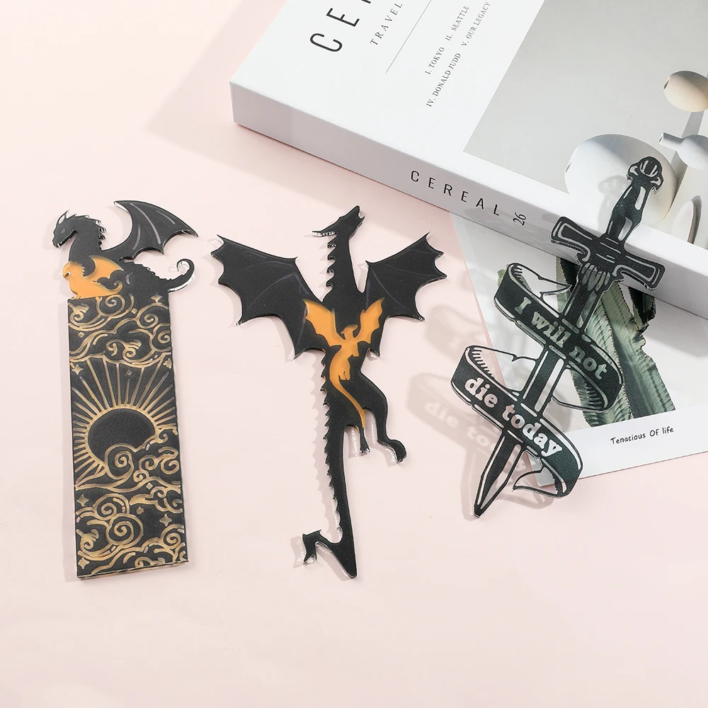 Anime Black Dragon Bookmark Collection Book Enthusiasts Gift Metal Bookmark Men's Teachers Friends Children's Reading