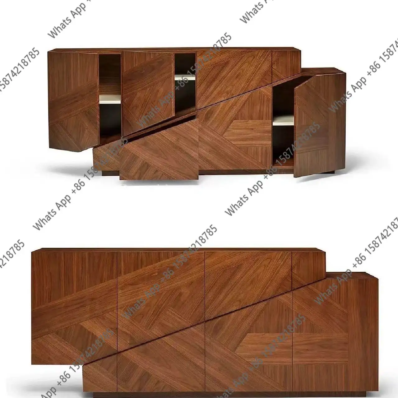 Italian minimalist dining side cabinet modern minimalist multi-functional hotel clubhouse model room high-end geometric art