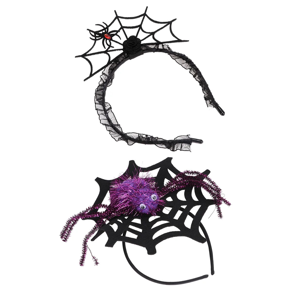 

2 Pcs Spider Web Headband Headpiece Hair Hoop Bands Halloween Cosplay Headgear Hairband