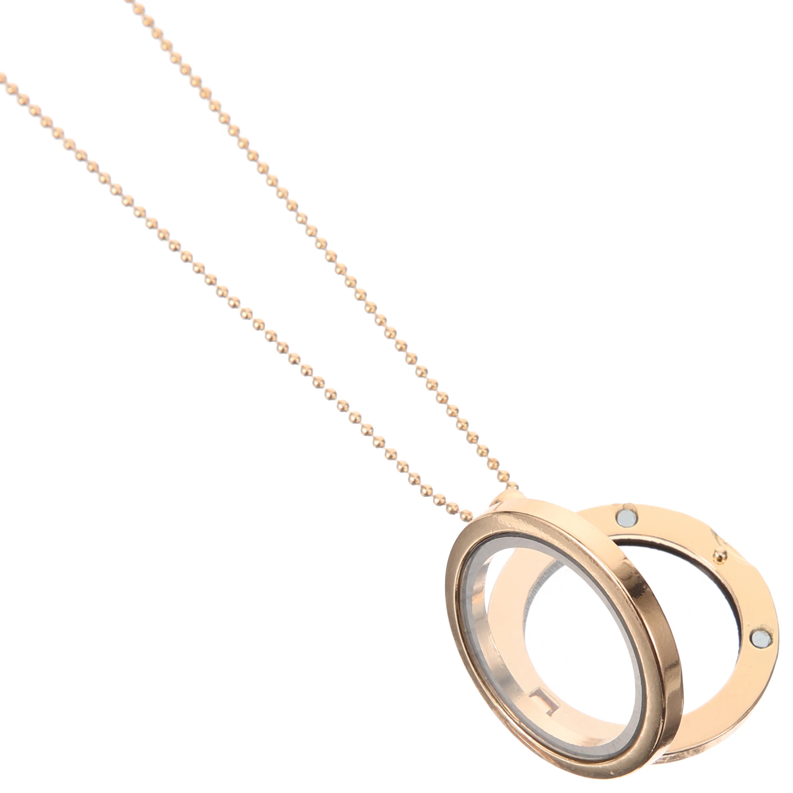 

Round Picture Frame Pendant Tray Metal Photo Charm Necklace DIY Crafts Golden Round Shape Lightweight Practical Storage