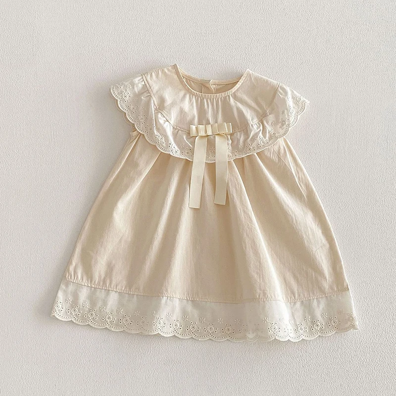 2026 New Summer Children Clothes 1-6Yrs Baby Girl Party Dress Sleeveless Cotton Splicing Kids Princess Dresses Sister Clothing