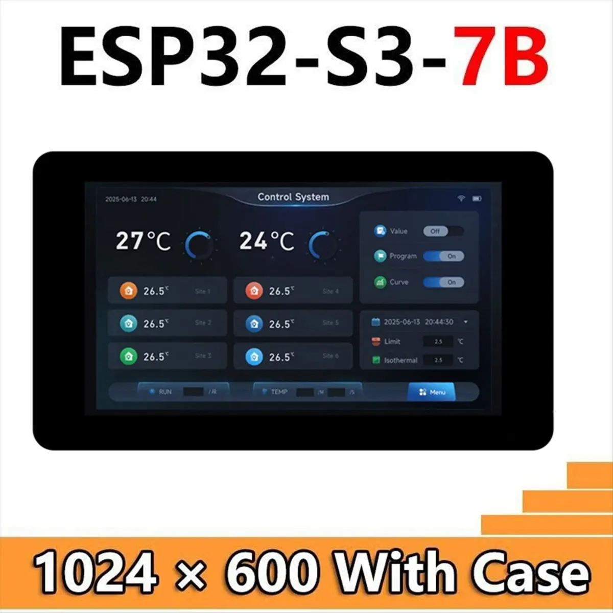 A85P ESP32-S3 7inch LCD Touchscreen 1024x600 Resolution N16R8 CAN RS485 Sensor Supports WiFi Bluetooth