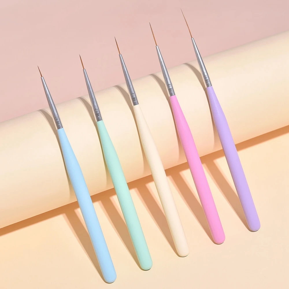 5Pcs Striping Nail Art Liner Brushes Set Fine Painting Drawing Striping Liner Design Tips Nail Art Pen Nail Salon Manicure DIY