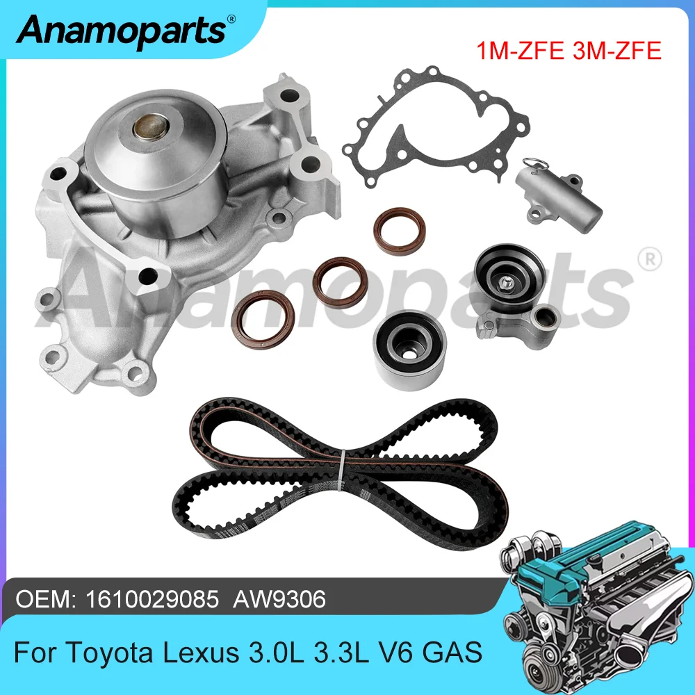 

Engine Parts Timing Belt Kit Water Pump W/ Gasket Fit 3.0 3.3 V6 GAS 1M-ZFE 3M-ZFE For Toyota Camry Sienna Lexus ES300 3.0L 3.3L