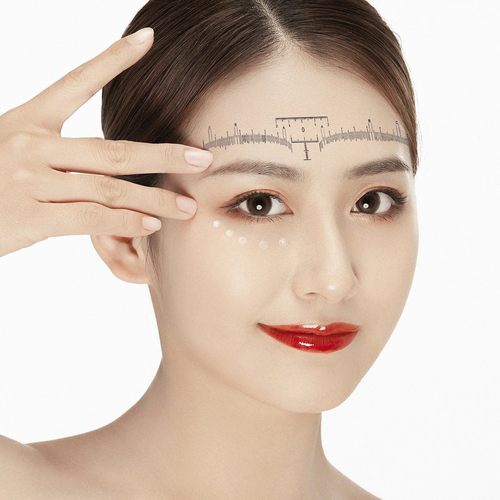 100 szt. linijek do brwi, jednorazowe, samoprzylepne narzędzia do makijażu, elastyczne miarki do pozycjonowania podczas microbladingu i tatuażu.