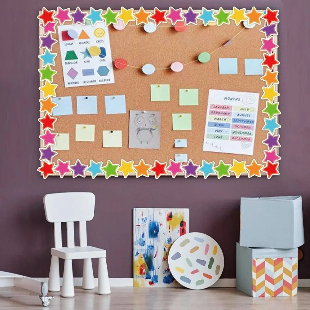 10/21m Wall Decoration Stickers Colorful Self-Adhesive Photo Frame DIY Five-pointed Star Blackboard Border Stickers