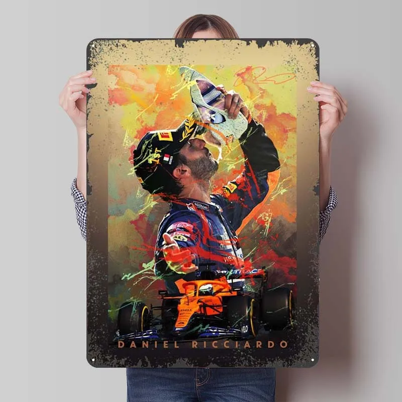 Daniel Ricciardo Metal Poster F1 Sports Tinplate Sign Vintage Home Decor Items Custom Metal Signs for Wall Art Decoration Retro