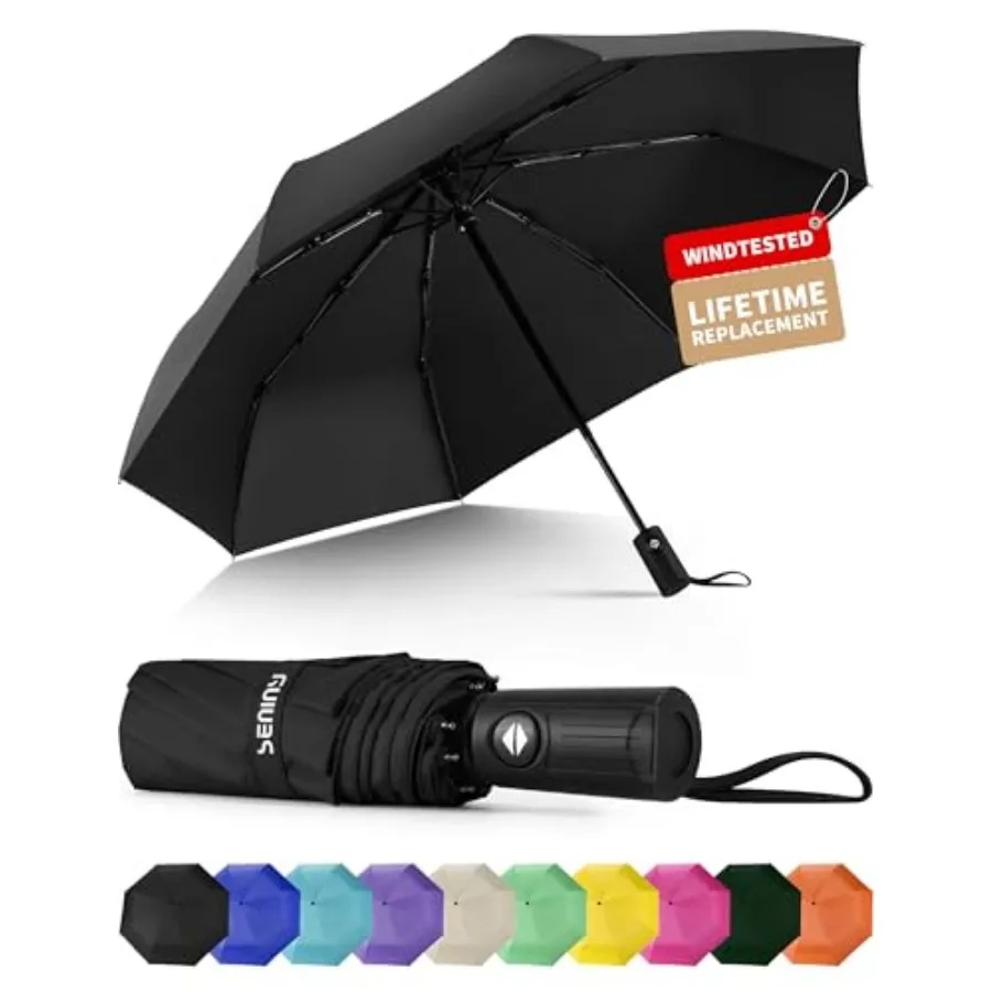 

Windproof Travel Umbrella, Automatic Umbrellas for Rain, Portable and Compact Umbrellas for Backpack, Strong UV for Protection,
