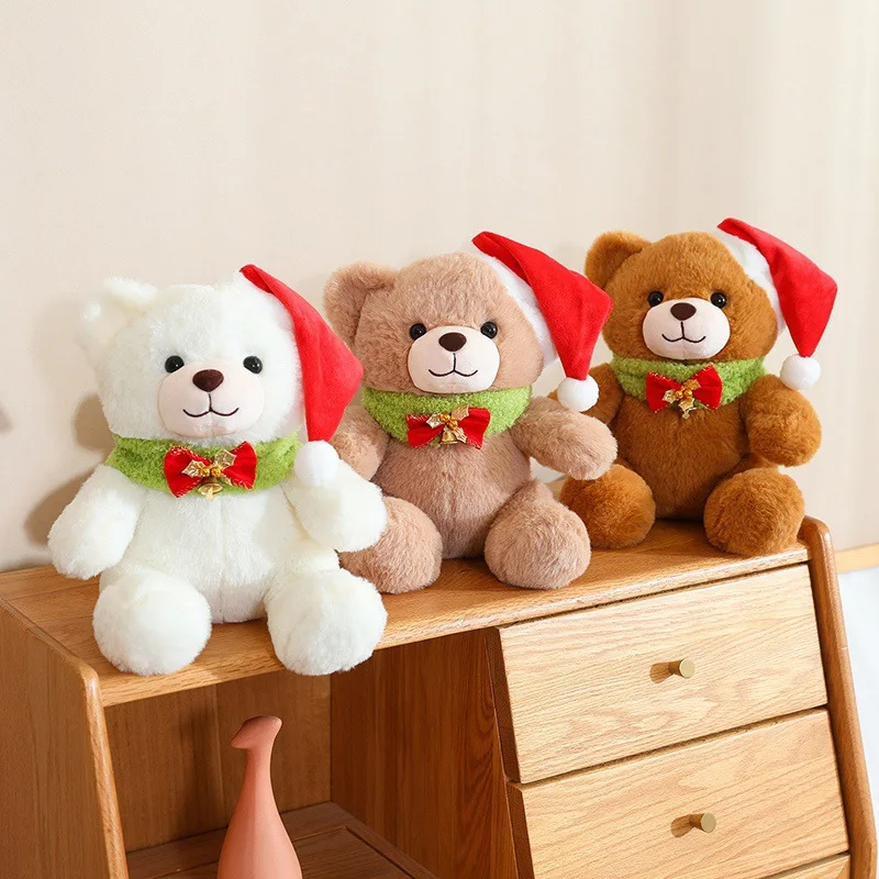 Cartoon Weihnachten Teddybär Puppe Plüsch Spielzeug Nette Lebensechte Plüsch Stofftier Bär Puppe Zimmer Dekoration Kinder Weihnachten Geschenk