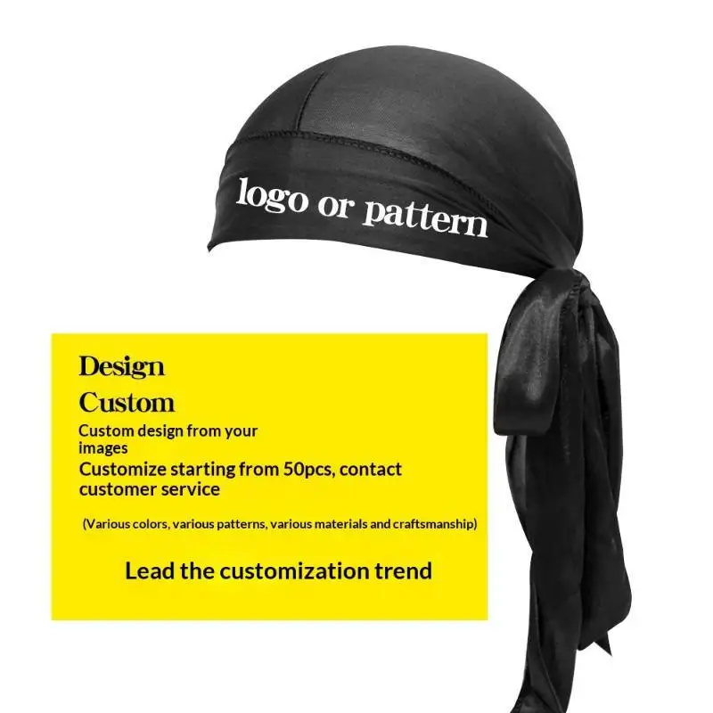 Unisex Turban Modische Kopfbedeckung Mütze Bandana Seidiger Langer Schleier Durag Piratenhut Damen Herren Kopfbedeckung Kappen Hijab Haaraccessoires – Detail 10