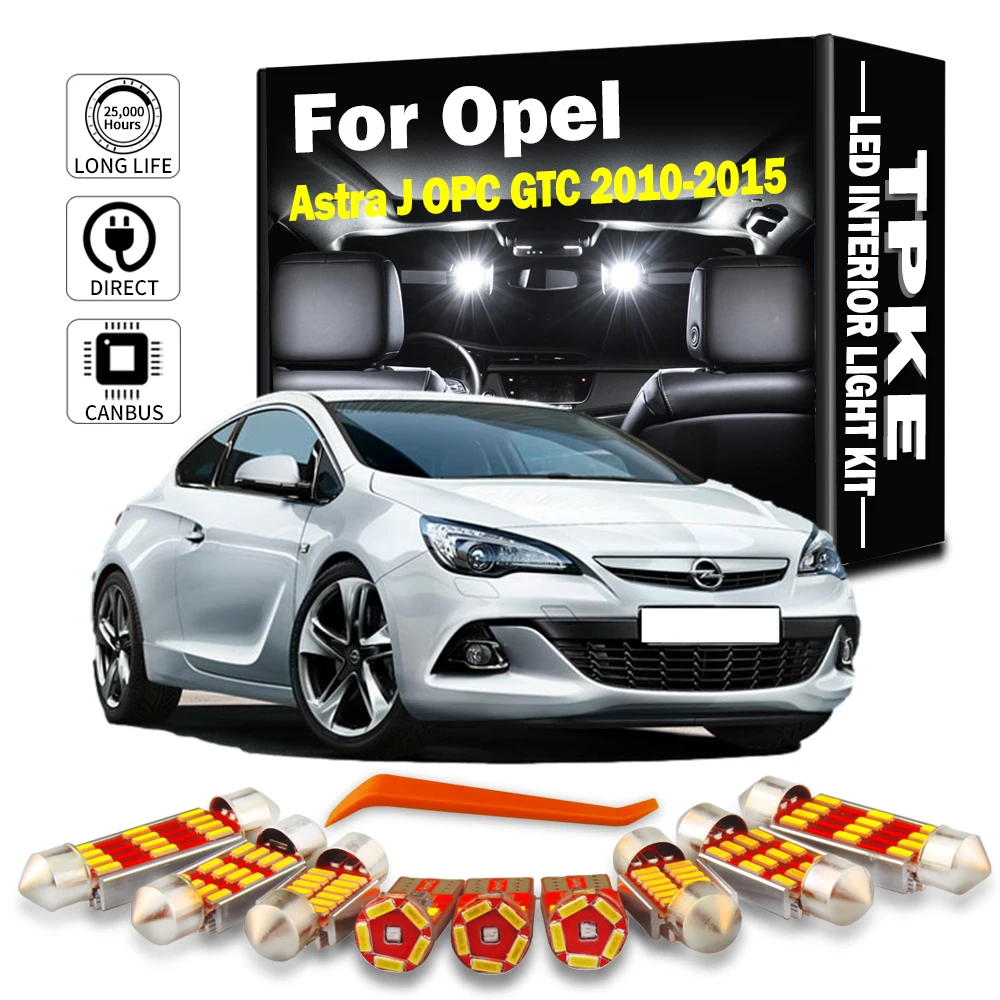 TPKE 13Pcs LED Interior Map Dome Light Kit For Opel Vauxhall Astra J OPC GTC 2010 2011 2012 2013 2014 2015 Vehicle Indoor  Bulbs