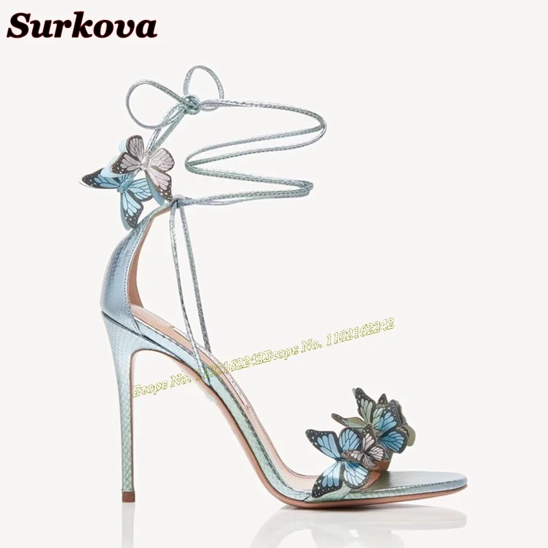 Summer New Bow High Heels Round Toe Stiletto Cross Strap Flower Leather Sandals Fashion Party Banquet Dress Buty damskie 42