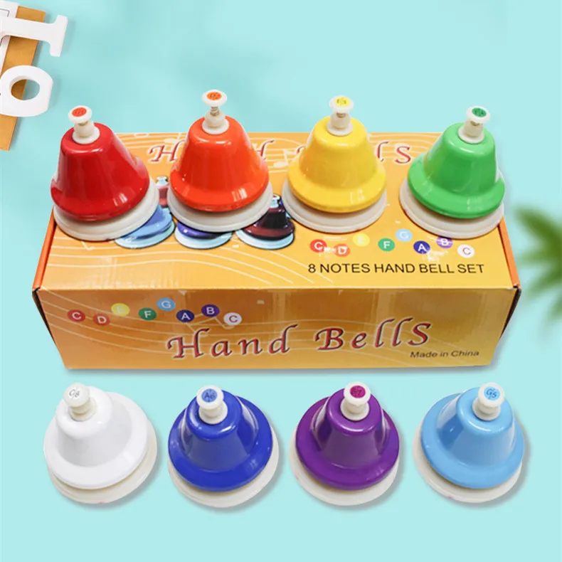 Musical Instrument Set Handbell Colorful 8-Note Hand Bell Child Music Toy Baby Early Education Beautiful Christmas Gift