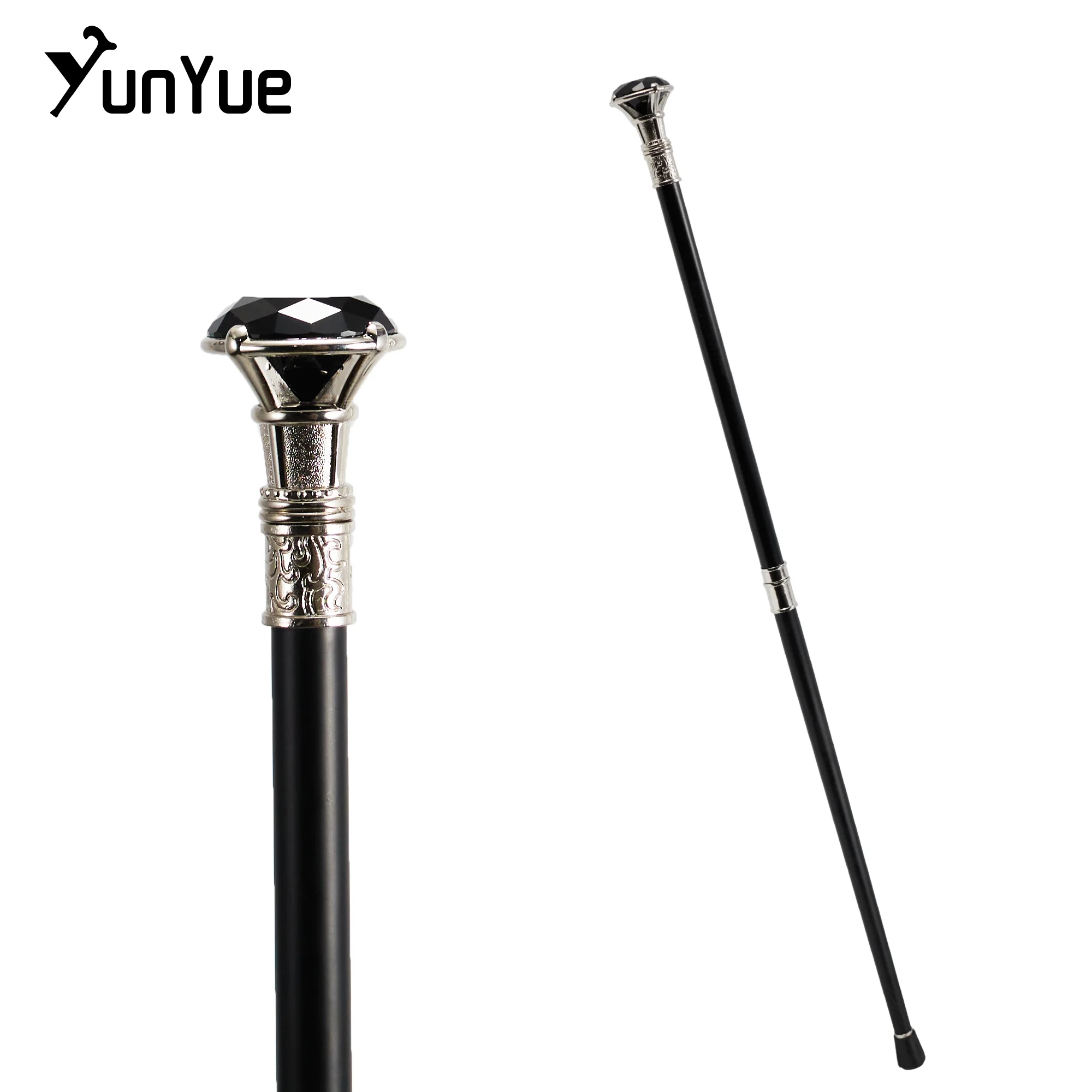 Silber Schwarz Diamant Typ Gehstock Gentleman Elegante Mode Dekorative Gehstock Vintage Cosplay Crosier Knopf Scepter