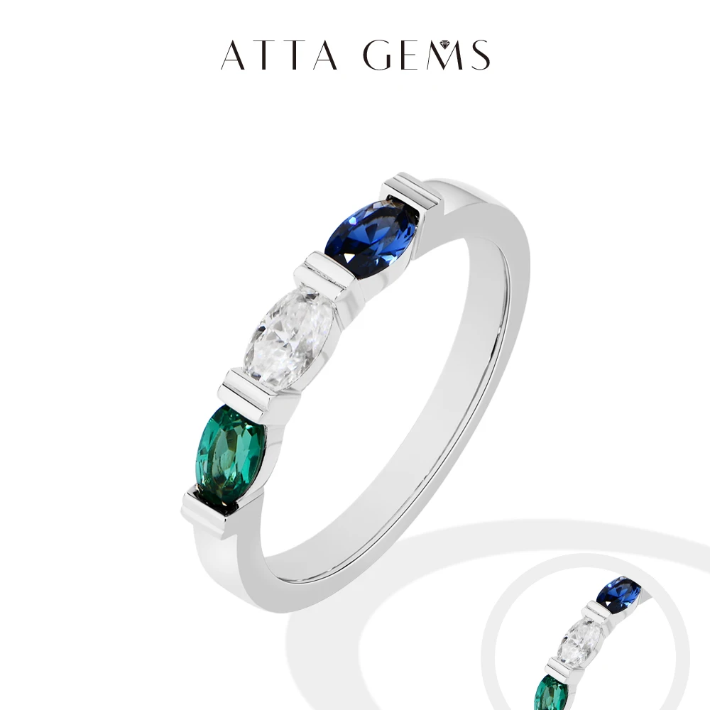 

ATTAGEMS овальная огранка лабораторный изумруд корунд кольцо с муассанитом S925 серебро 18k позолоченные красочные кольца для женщин юбилейные украшения
