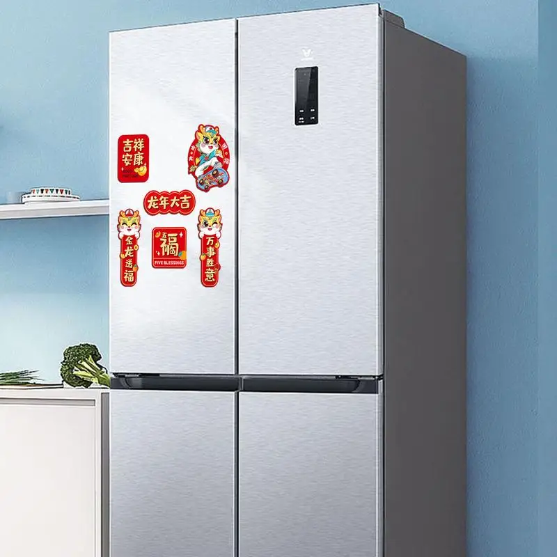 Etiqueta magnética do ano novo chinês, ímã do ano novo lunar para refrigeradores, dragão decorativo, 2024