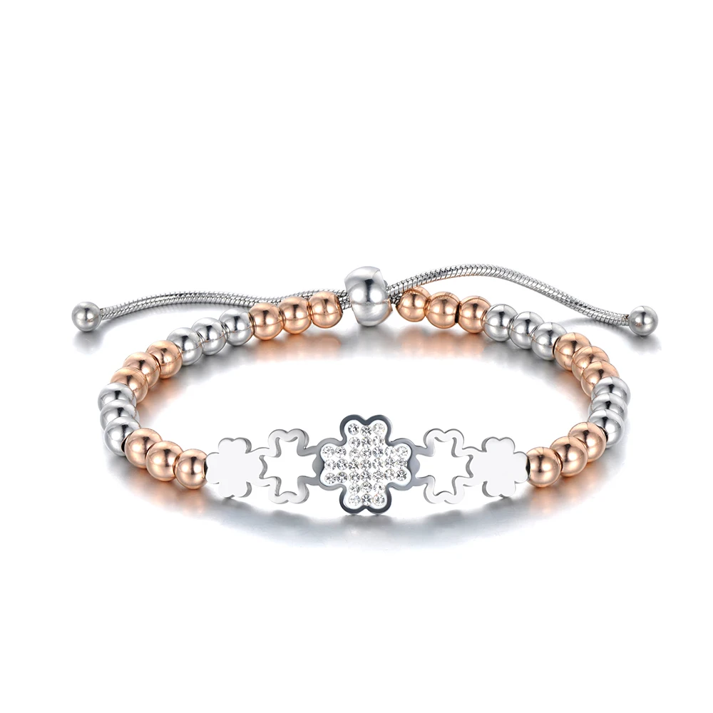 Lokaer Trendy Stainless Steel Beads Charm Bracelets Star/Heart/Flower/Tree Design Bracelet Lace Up Adjustable Jewelry B19082
