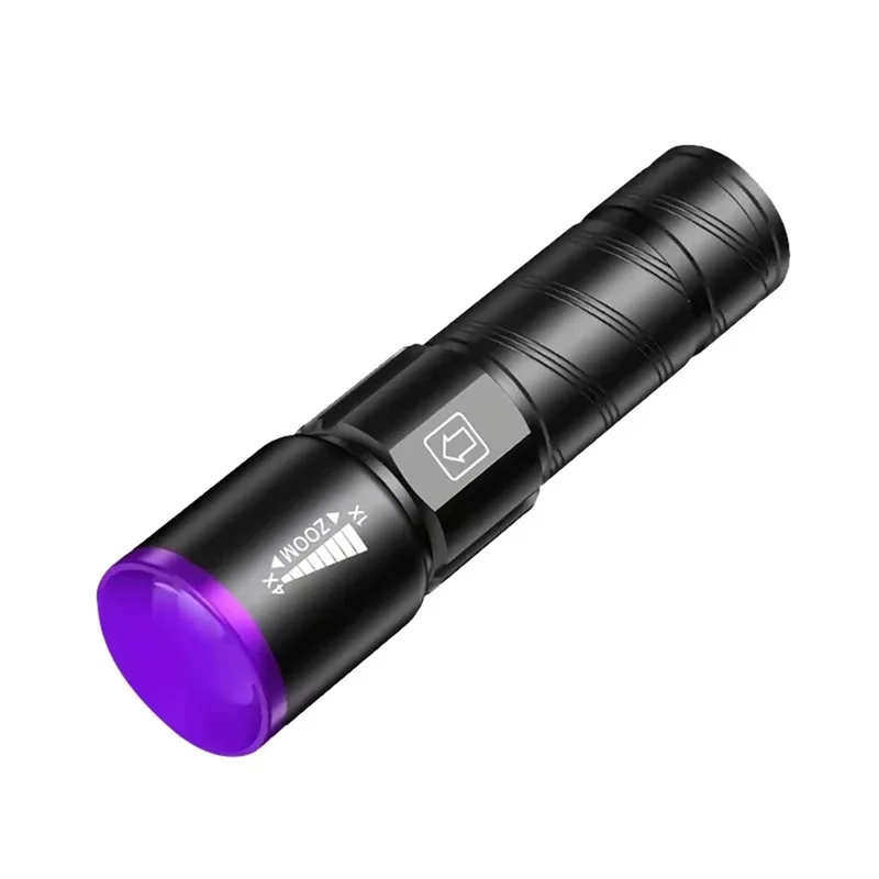 ABCA-Zoomable 395Nm UV ไฟฉาย LED USB ชาร์จไฟฉายสีดําสําหรับเล็บเจลตรวจจับปัสสาวะสัตว์เลี้ยง Reptile Tracing