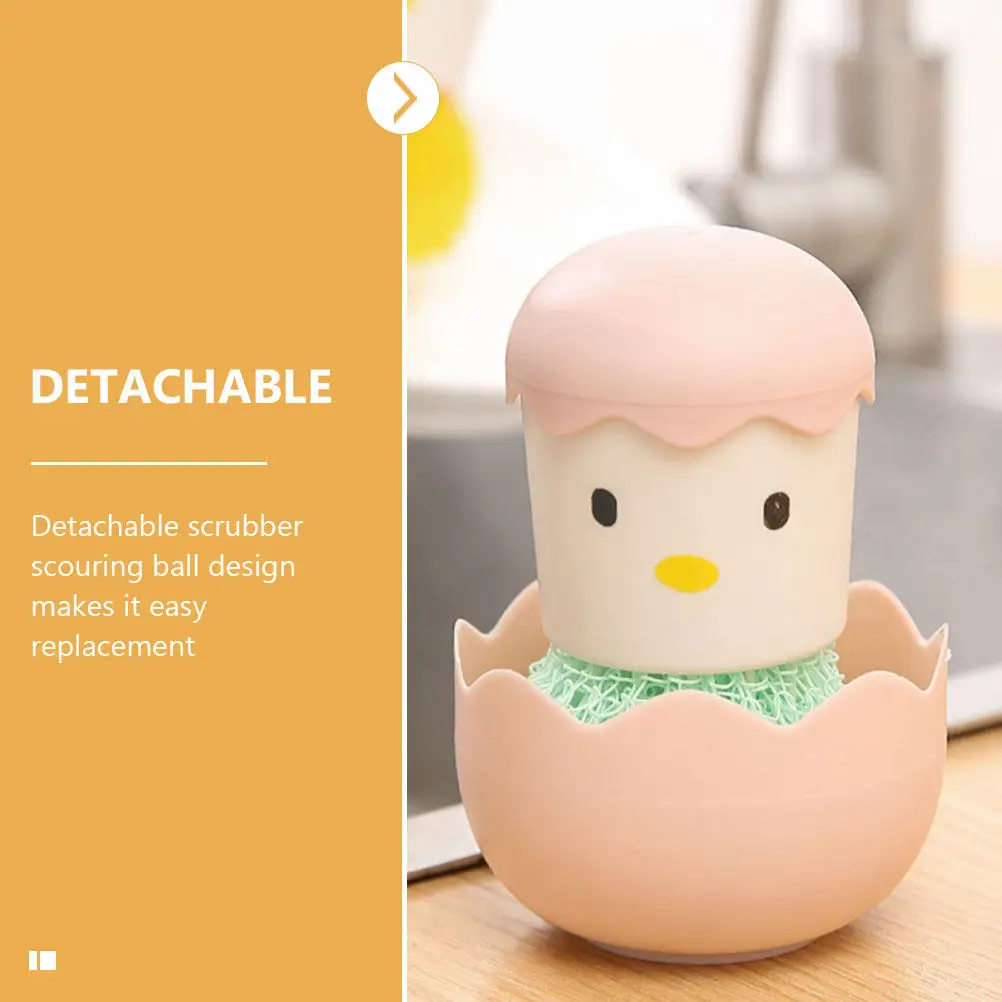 4Pcs Chicken Pot Brush Cartoon Cleaning Scrubber Balls Kitchen Pot Pan Washing Brush Eggshell Storage Base Kitchen Cleaning Tool