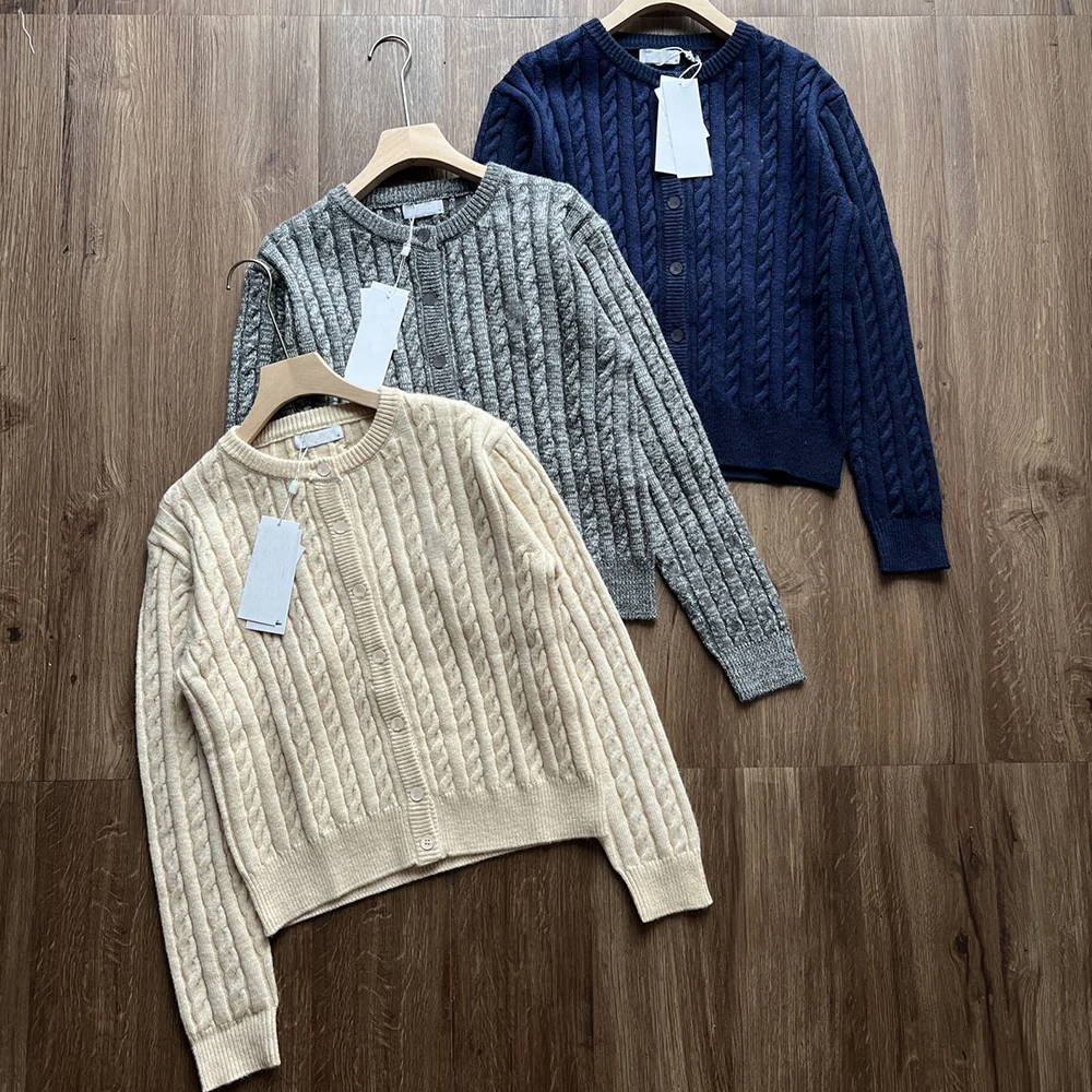 

Autumn Winter New Sle Women's Classic Versatile Knitted College Sle Sweater Cardigan Outerwear Loose Fit Long Sve roun...