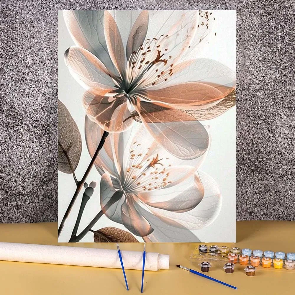 DIY Drawing By Numbers Ink And Wash Painting Flower HandPainted On Canvas Painting By Numbers Floral Picture Wall Decoration