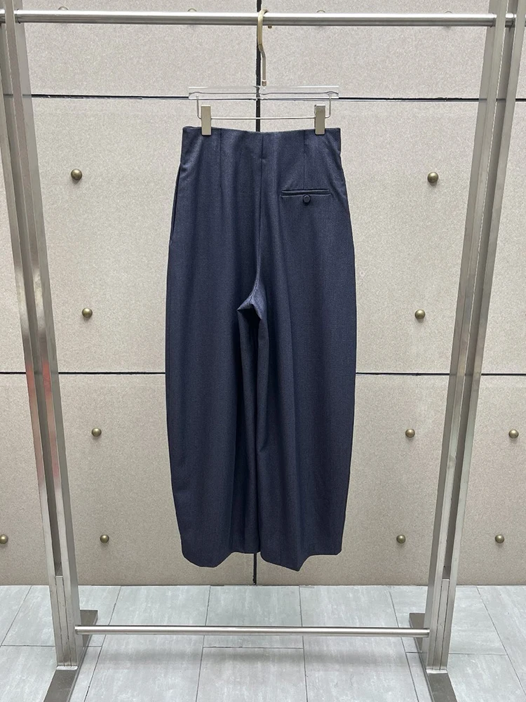 Retro high-waisted pleated wide-leg pants, 2026 autumn-winter new style, elegant business casual relaxed women's pants