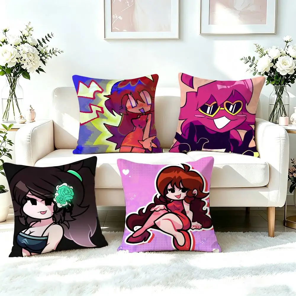 FNF Mid-Fight Masses Girlfriend  Pillow Case Square Double-Sided Sofa Cushion Cover Bedroom Bedside Pillow