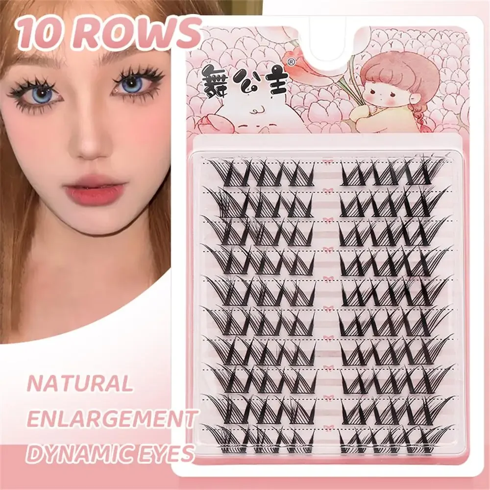 

10Rows Natural Fairy Lash Clusters D Curl Wispy Manga Eyelash Clusters Invisible Lash Band Wet-Look DIY Eyelash Extension