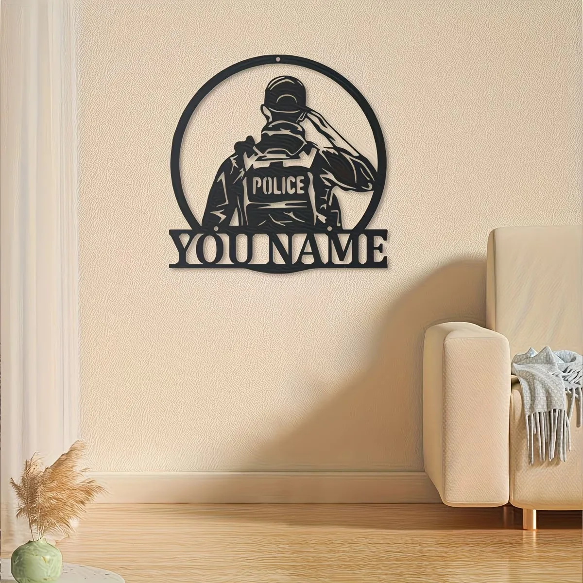 Custom Nameplate with Shield Design, Officer Silhouette, Gift for Birthdays & Holidays, Police Decor Gift, Police Decorations