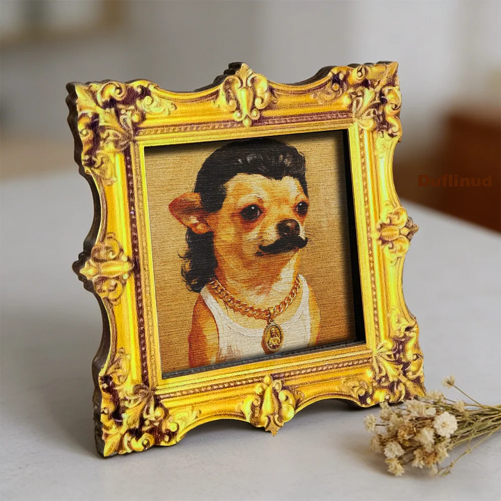Imã de Arte Retrô com Moldura de Chihuahua, Decoração Divertida de Retrato de Cão para Geladeira, Armário, Cacifo e Presente para Amantes de Animais de Estimação