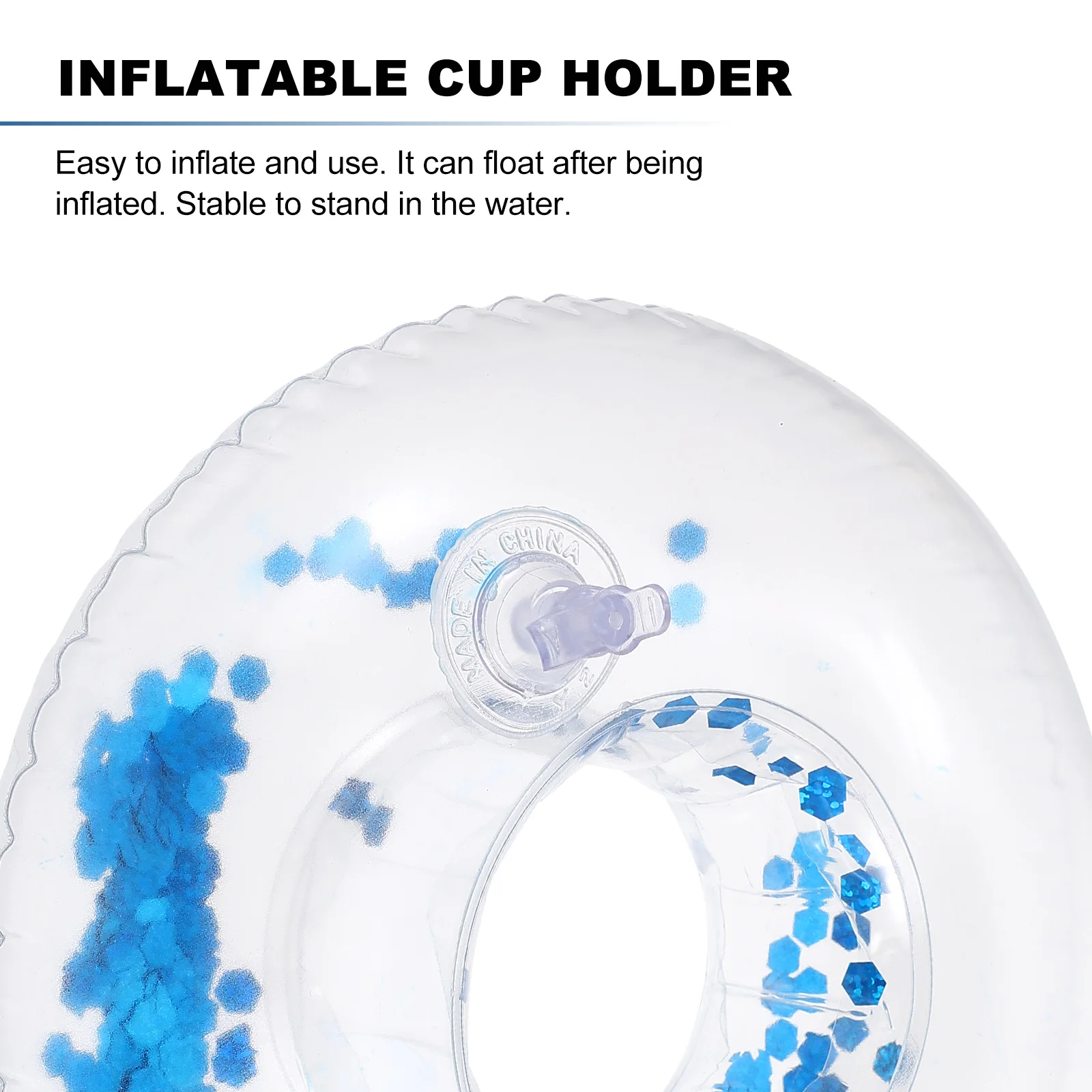 

6pcs Inflatable Cup Holder Premium Pvc Floating Drink Coaster For Pool Beach Party Sequins Design Water Sports Accessory
