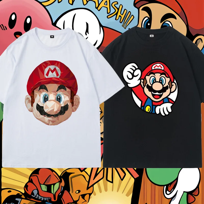 

Mario cartoon fun printing summer 100% cotton children t-shirt Y2K outdoor leisure fashion comfortable parent-child clothing