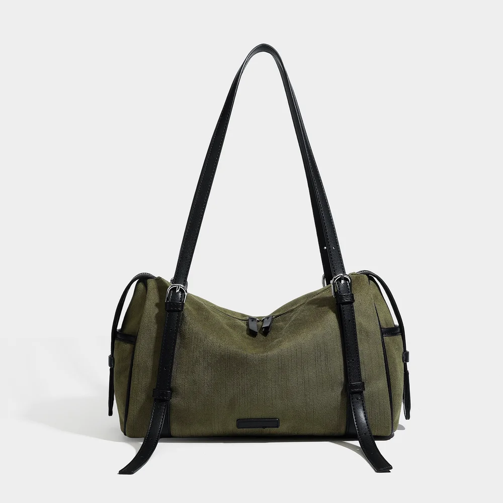 Commuting cotton and linen Boston bag 2026 autumn and winter casual pillow bag shoulder bag simple old money style armpit bag
