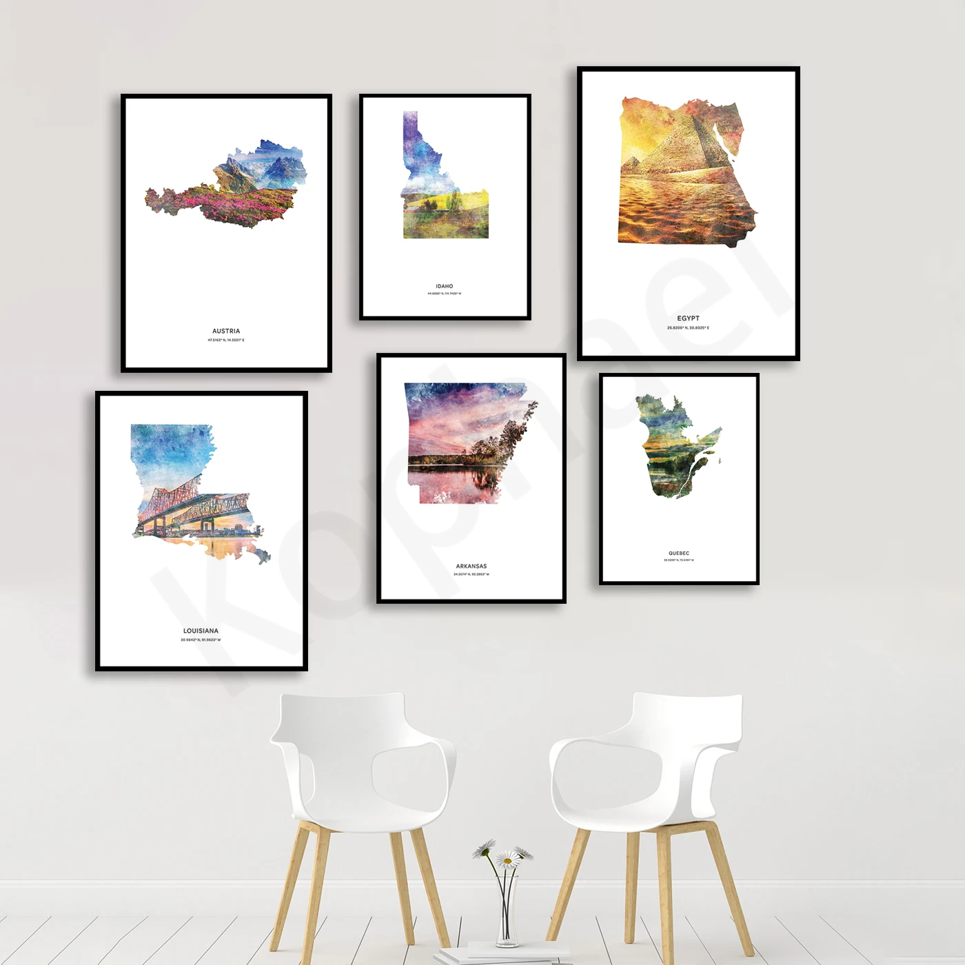 Quebec Oregon Arkansas Louisiana Connecticut Idaho Egypt Cambodia Austria. Cities Travel Map Poster