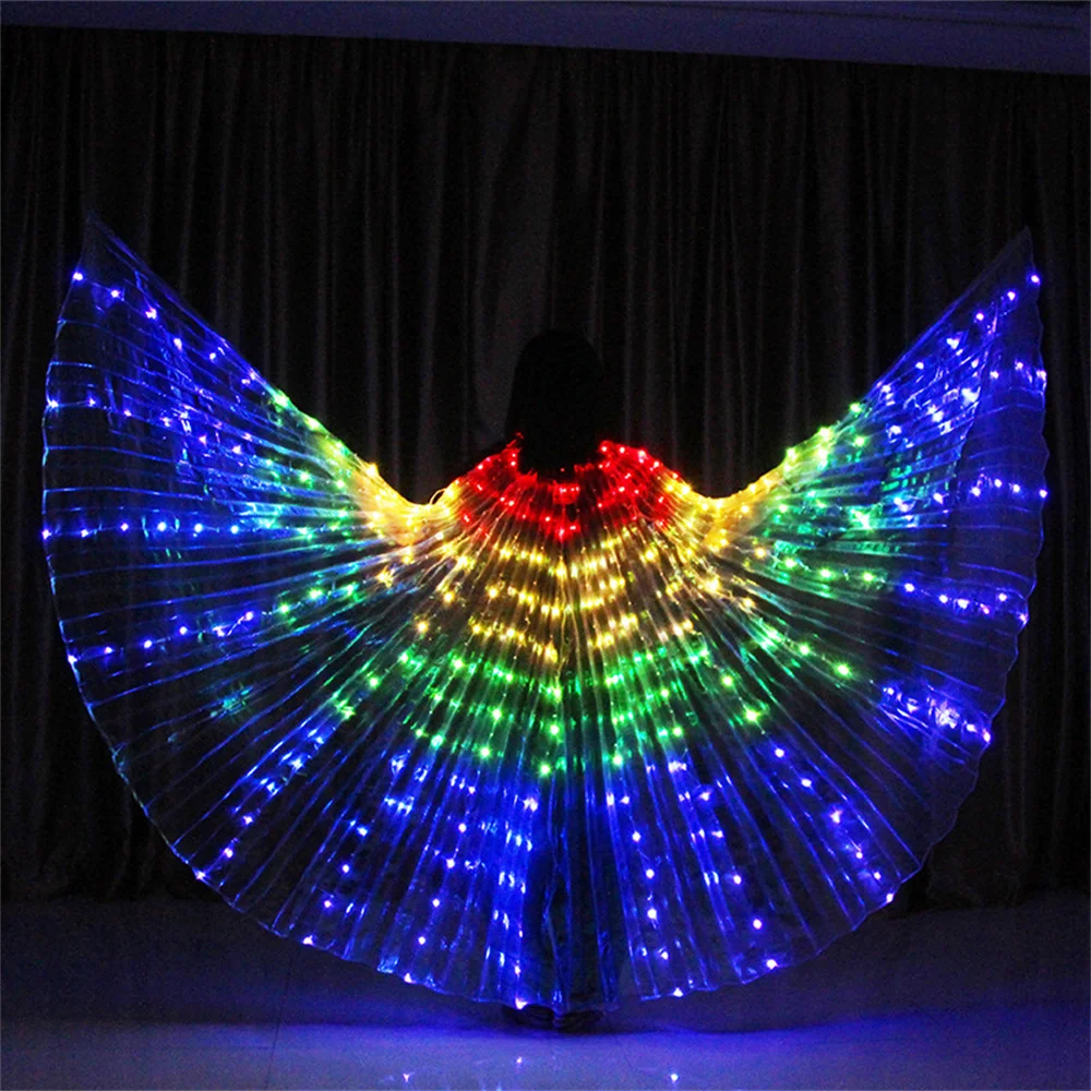 Rainbow Color Alas Angle Led Wings Belly Dance Circus Performance Costumes Show Isis Wings Dancewear Carnival Festival For Adult