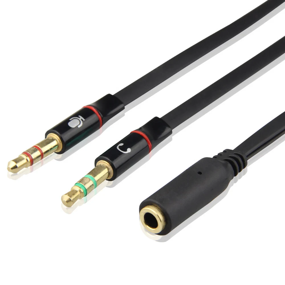 Gold Plated 3.5mm Dual Male to Female Aux Cable Conversion Microphone Headset Computer 2 to 1 Audio Cable Earphone Jack Adapter