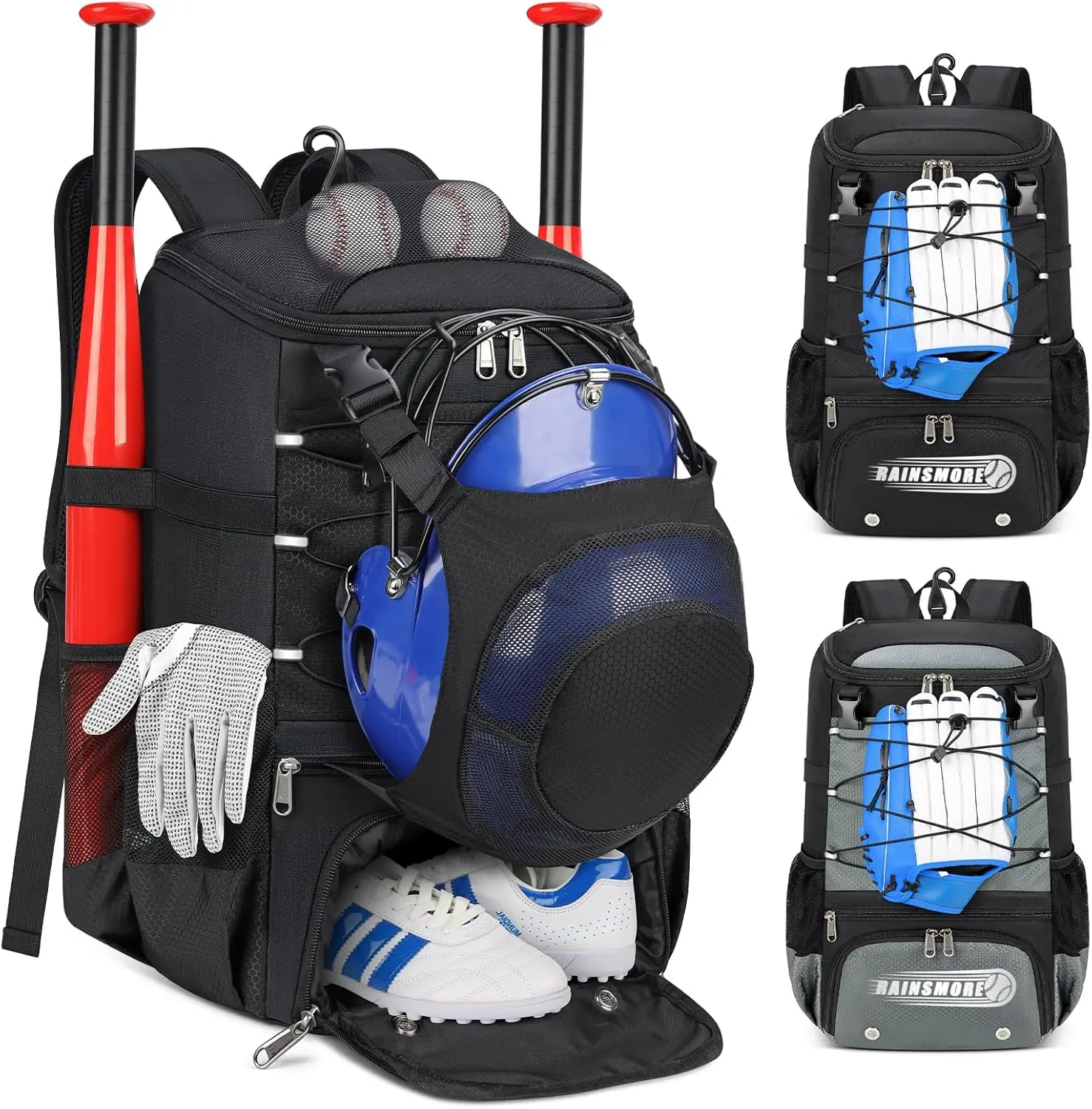 

Lightweight Baseball Backpack with Shoe Compartment, Helmet Holder & Waterproof Design for Youth and Adult Sports Gear
