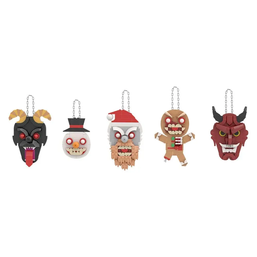MOC Horror Pendant Bricks Halloween Horror Pendant Building Blocks Model Desktop Decoration Assembly Toys Aldult Birthday Gifts